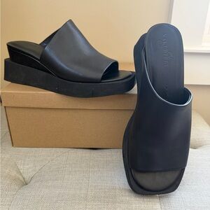 Naked Feet Black Platform Mule Slides